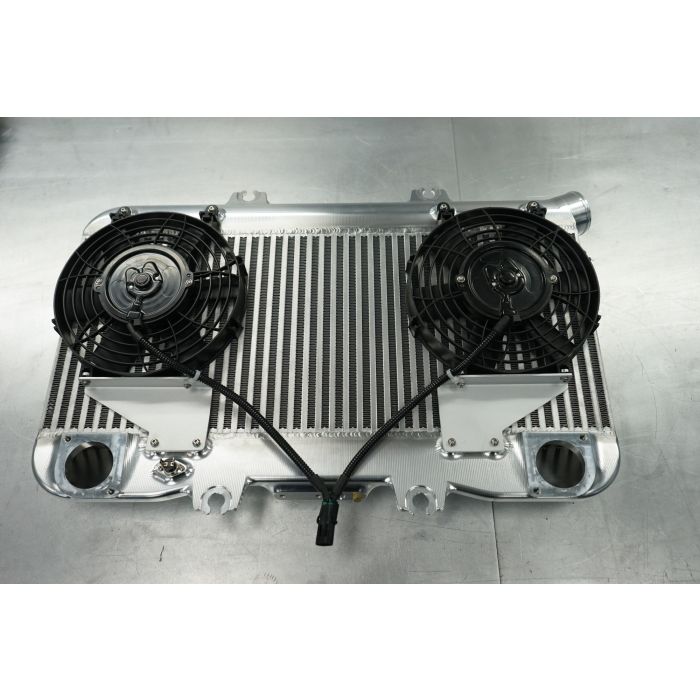 top mount intercooler with twin electric fans