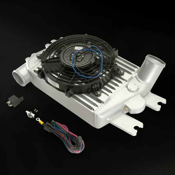 Nissan Patrol GU Y61 top mount intercooler direct replacement for factory unit with thermo fan and wiring loom