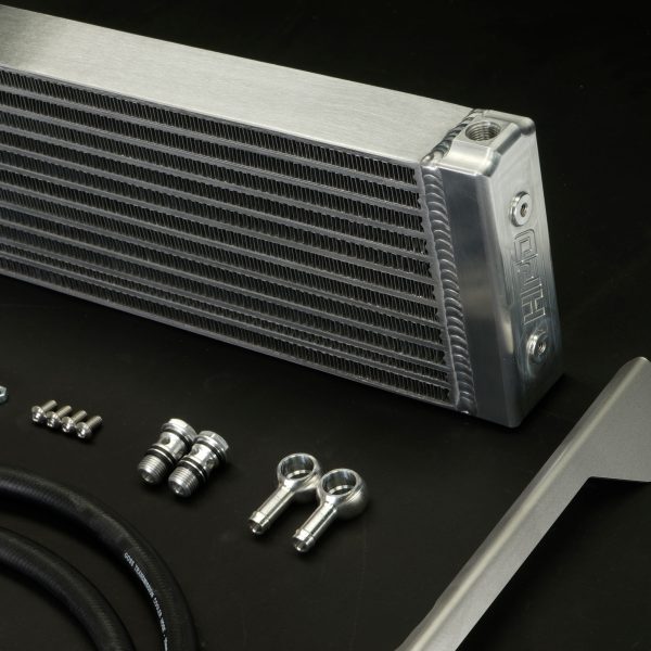 Nissan D27 Navara 2026 transmission cooler kit with 50mm thick cooling core and CNC machined billet alloy end tanks
