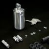 Close up of HPD Catch Can kit for HPD Catch Can for Nissan Navara D27 showing lasercut stainless steel bracket and CNC machined fittings